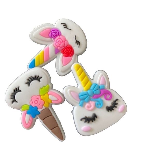 6 piece set Cartoon Unicorn Design Shoe Charms For Croc Sandals Cute Fit Kids - Picture 4 of 5